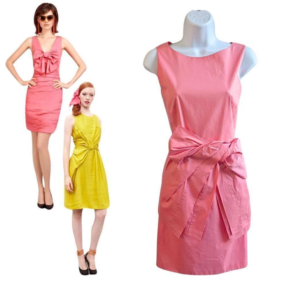 2013/15 PAULE KA Pink Coquette Cotton Sleeveless Tie Sheath Mini Dress Size 36/4